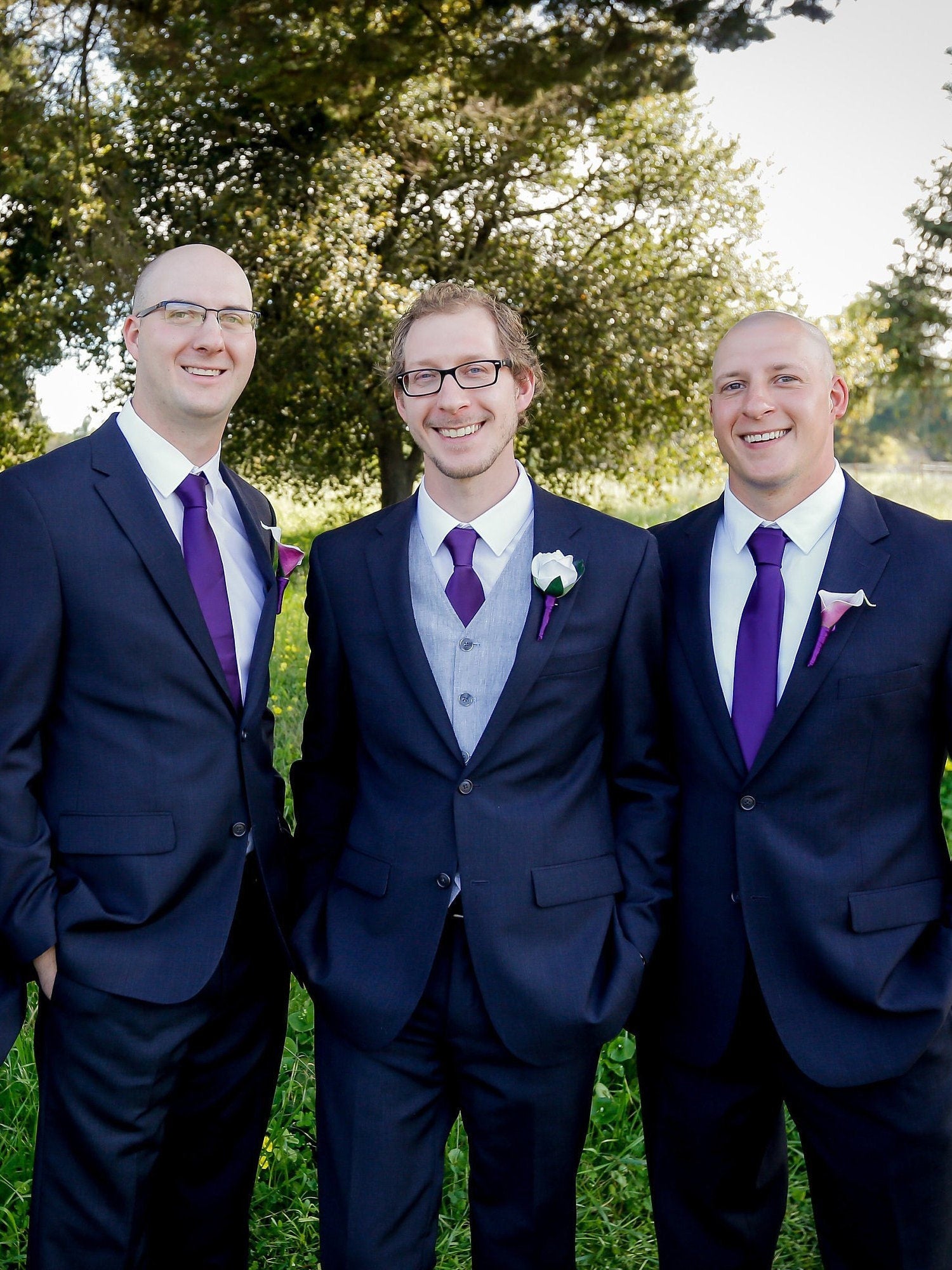 Real Touch Plum Picasso Calla Lily Boutonnieres Groom Groomsmen - Wedding Prom Groom Groomsmen- Customize for Your Wedding Colors
