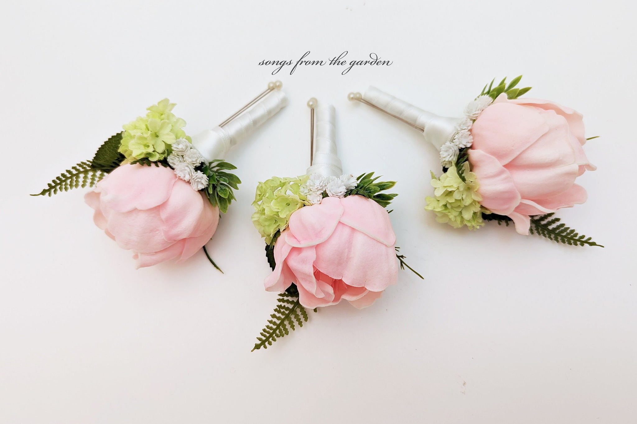Pink Peony Boutonniere or Corsage - Hops Viburnunam Baby's Breath Accents - Groom Groomsmen Boutonnieres Wedding Prom Homecoming Corsage
