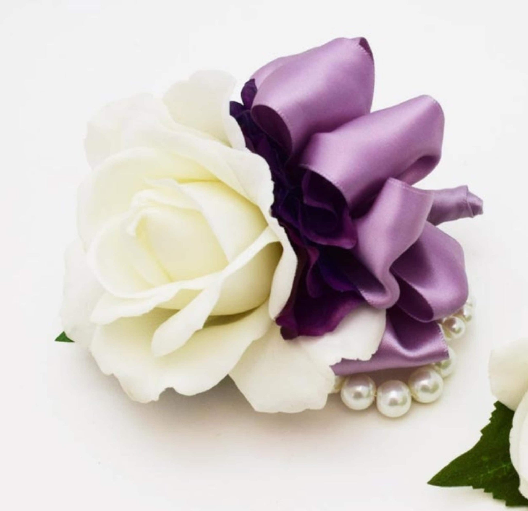 Cascade Wedding Bouquet with Picasso Callas, Real Touch Purple Roses, Tiger Lilies, Lavender Hydrangea - Add a Groom's Boutonniere and More!
