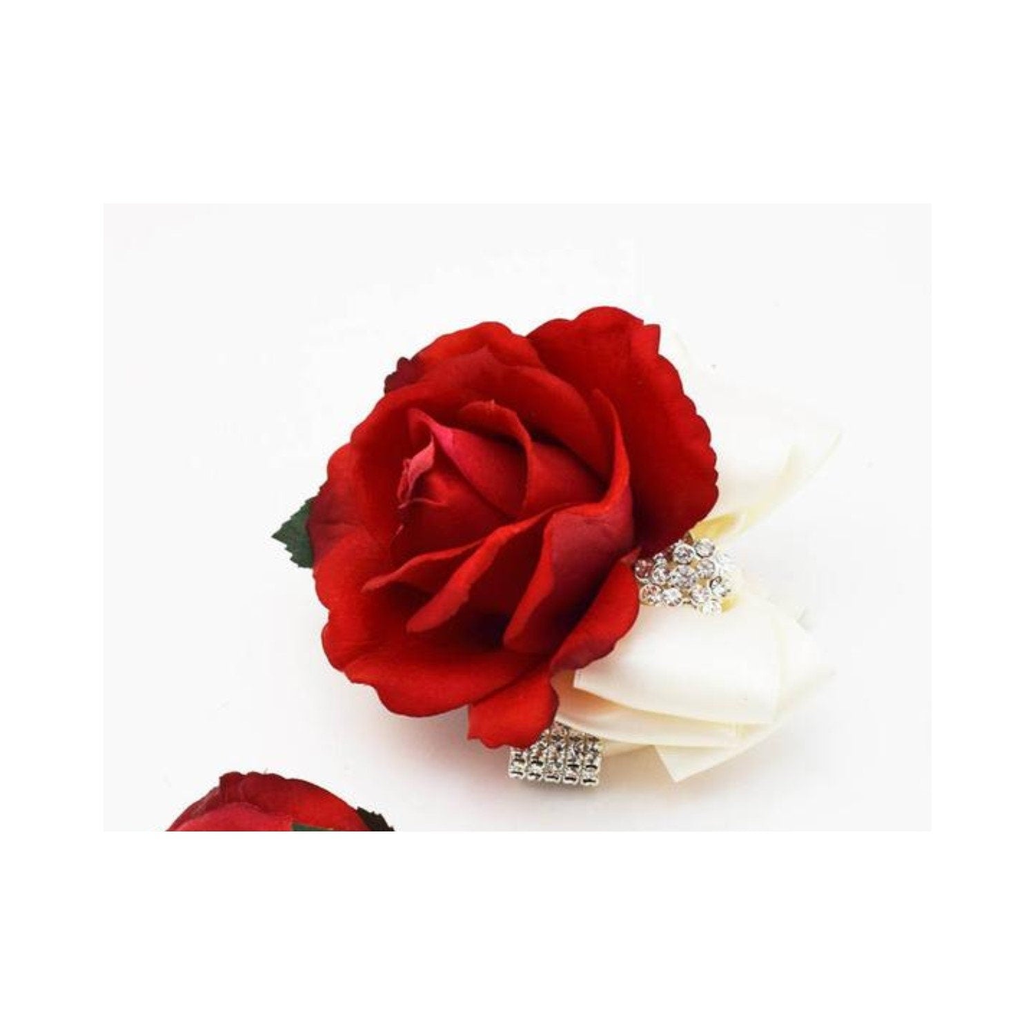 Red Roses Calla Lilies & Crystals Bridal or Bridesmaid Bouquet - add a Groom or Groomsman Boutonniere or Corsage Flower Crown and More!
