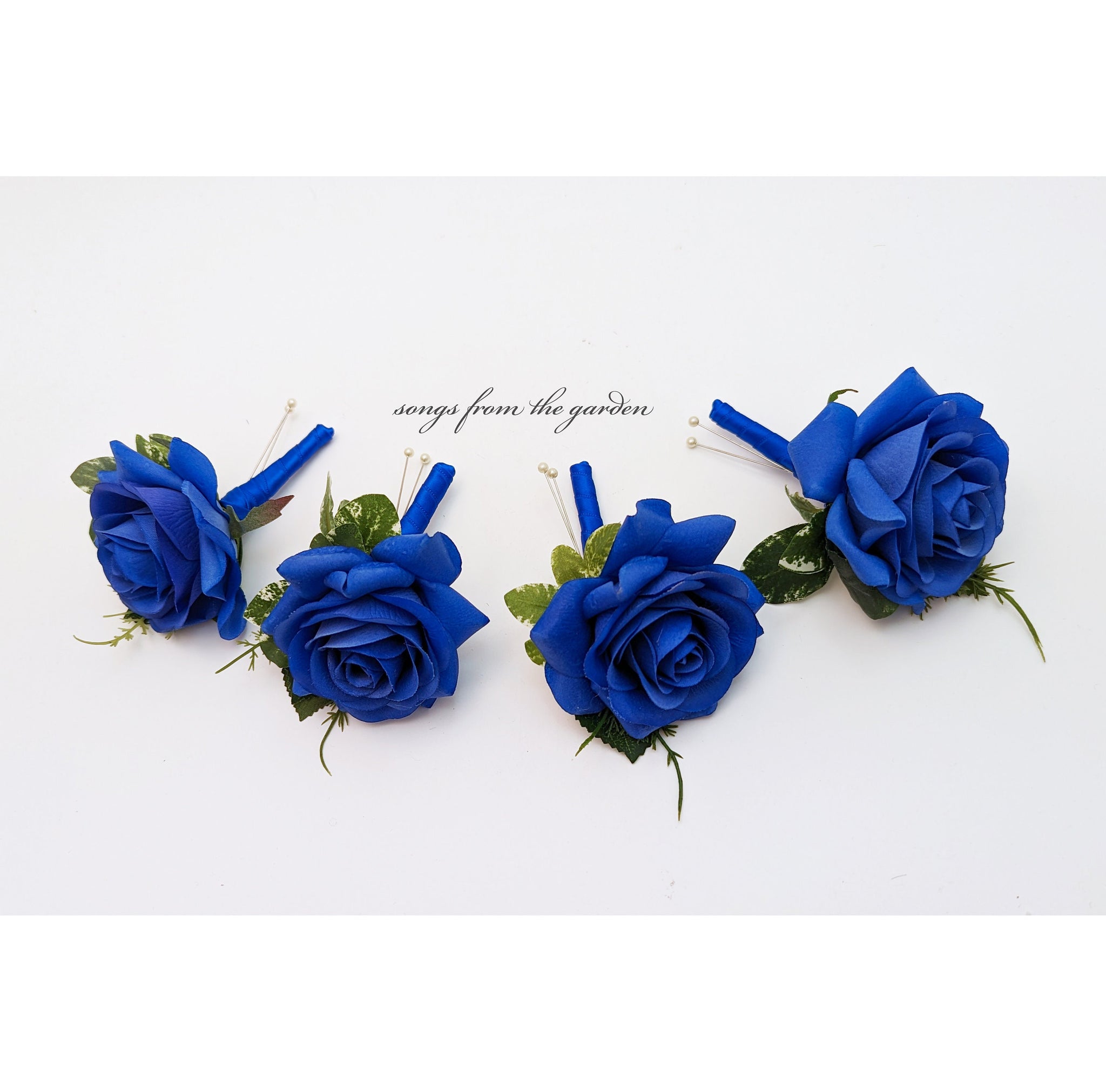 Wrist or Arm Corsage - Royal Blue Rose and Calla Lily Corsage or Boutonniere - Choose Your Ribbon Color - Wedding Homecoming Prom Corsage