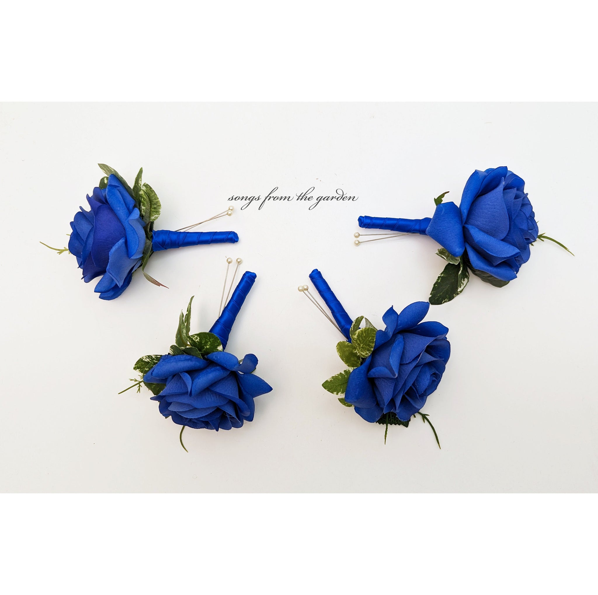 Wrist or Arm Corsage - Royal Blue Rose and Calla Lily Corsage or Boutonniere - Choose Your Ribbon Color - Wedding Homecoming Prom Corsage