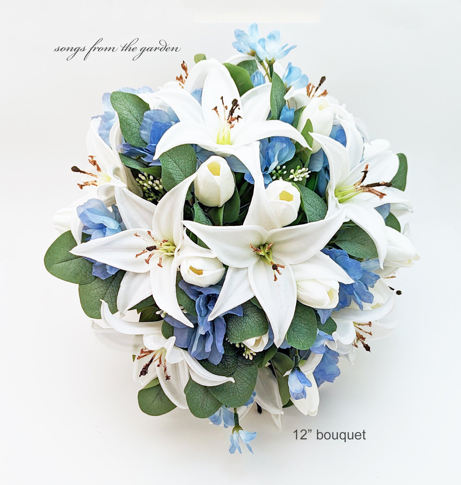 blue and white lily bouquet Wedding Bouquet